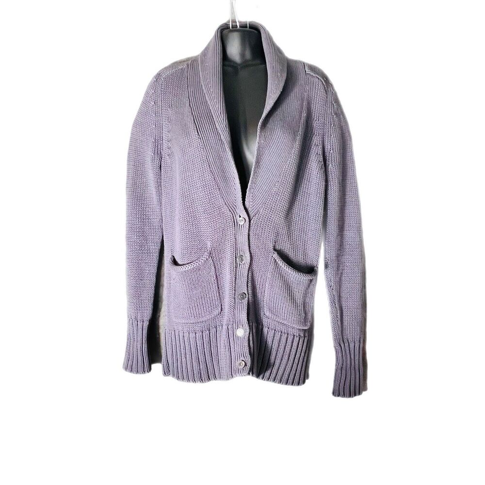 J Crew Womens Gray Cable Knit Cardigan Sweater Pockets Button Small